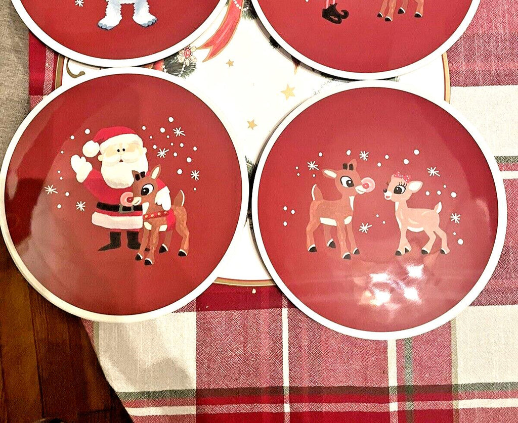 Pottery Barn holiday Christmas DINNER SET Plate Rudolph party Santa plaid gift