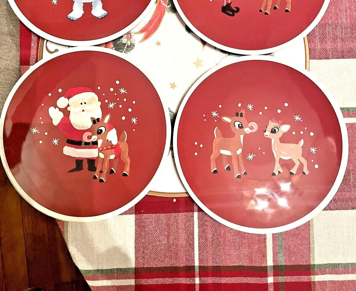 Pottery Barn holiday Christmas DINNER SET Plate Rudolph party Santa plaid gift