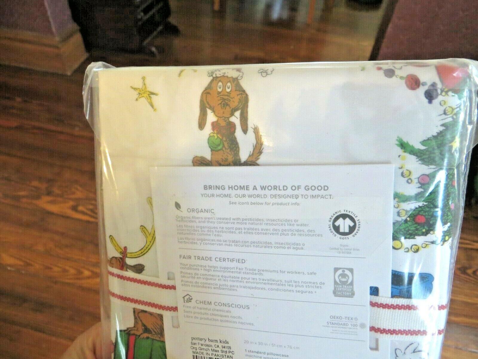 Pottery Barn Holiday Grinch Christmas Gift Max Dog kid Disney Seuss pillowcase =