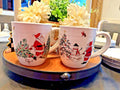 pottery barn Santa Mug Christmas Country tree holiday gift coffee cup SET 2