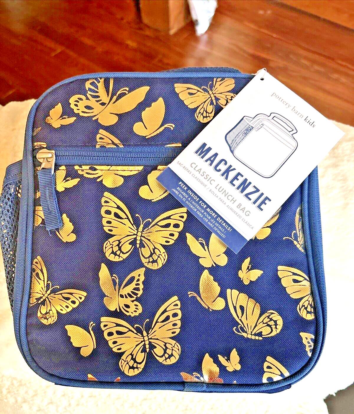 Pottery Barn Glitter LUNCH BOX BAG Mickey Utensil Set school Disney butterfly ./