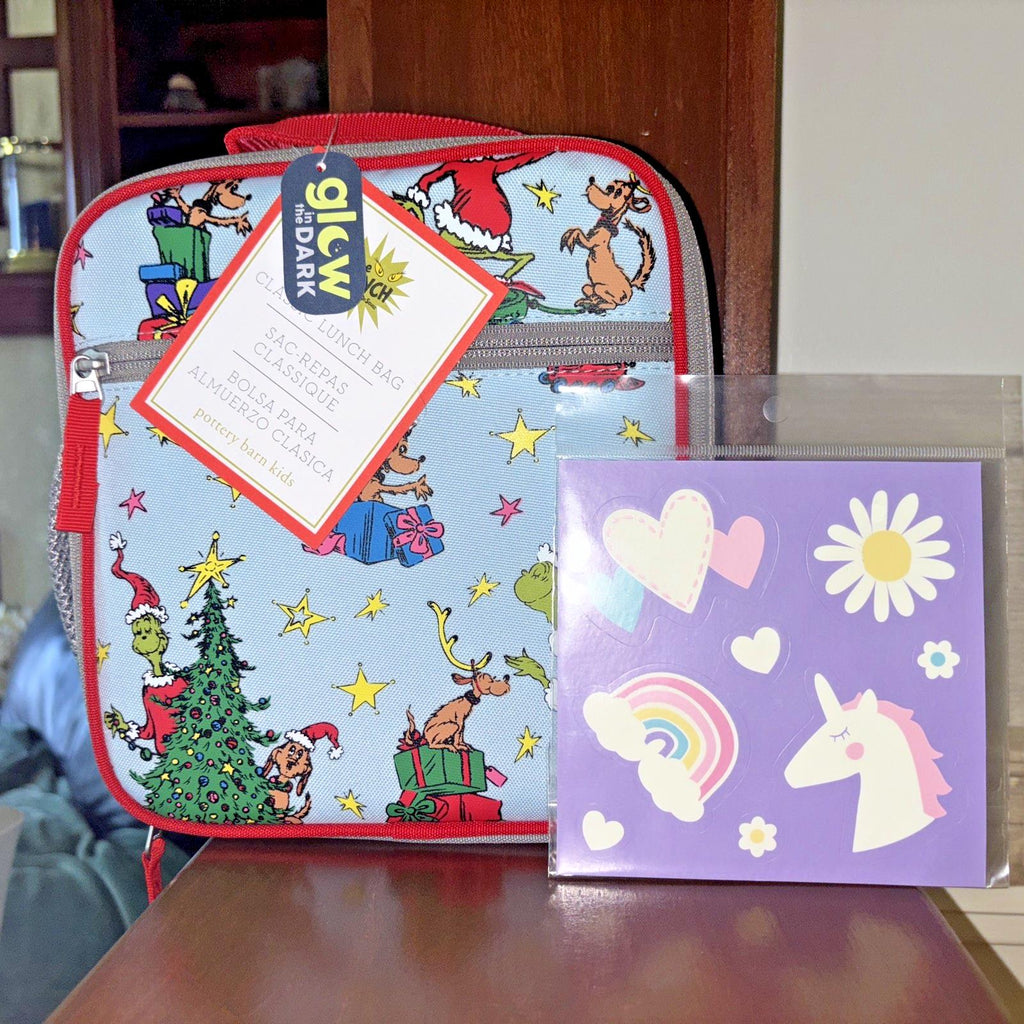 School Pottery barn GRINCH LUNCH BOX BAG unicorn princess girl pre k travel lc