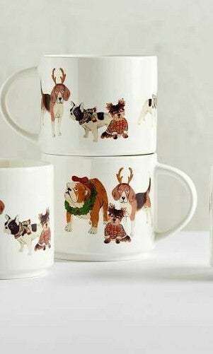 Pottery Barn Mug Christmas holiday gift dog cup beagle birthday school travel 1