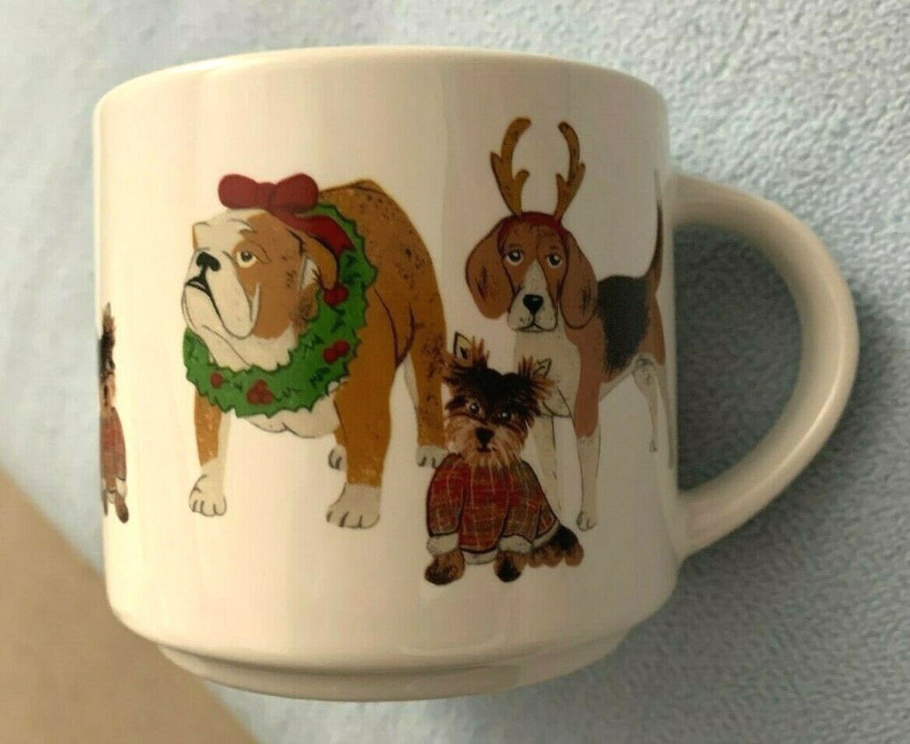 Pottery Barn Mug Christmas holiday gift dog cup beagle birthday school travel 1