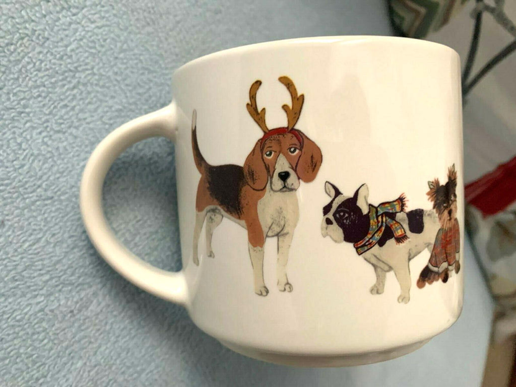 Pottery Barn Mug Christmas holiday gift dog cup beagle birthday school travel 1