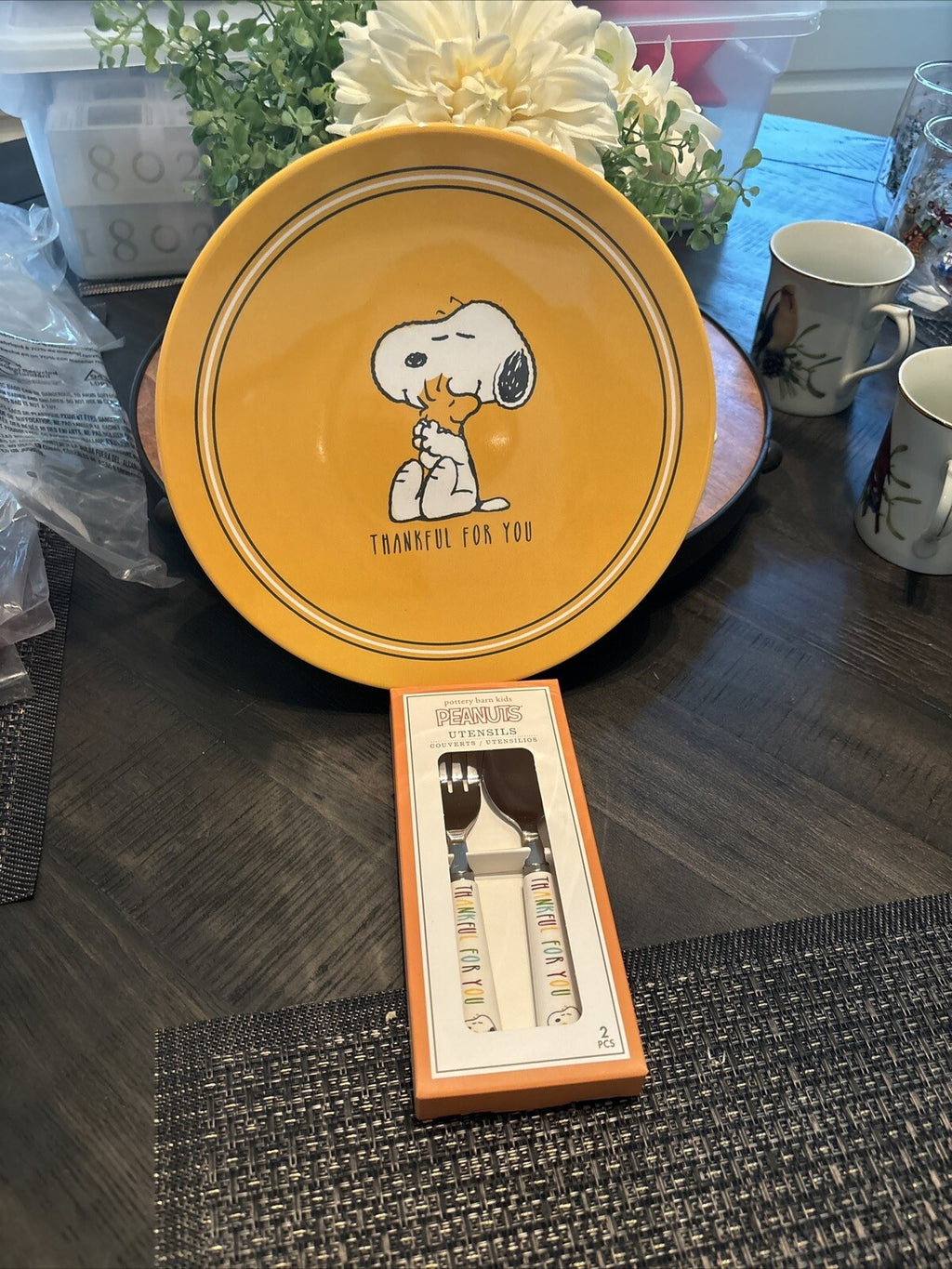 Pottery Barn Holiday Snoopy Peanuts party Disney School Dinner Gift SET kids  a