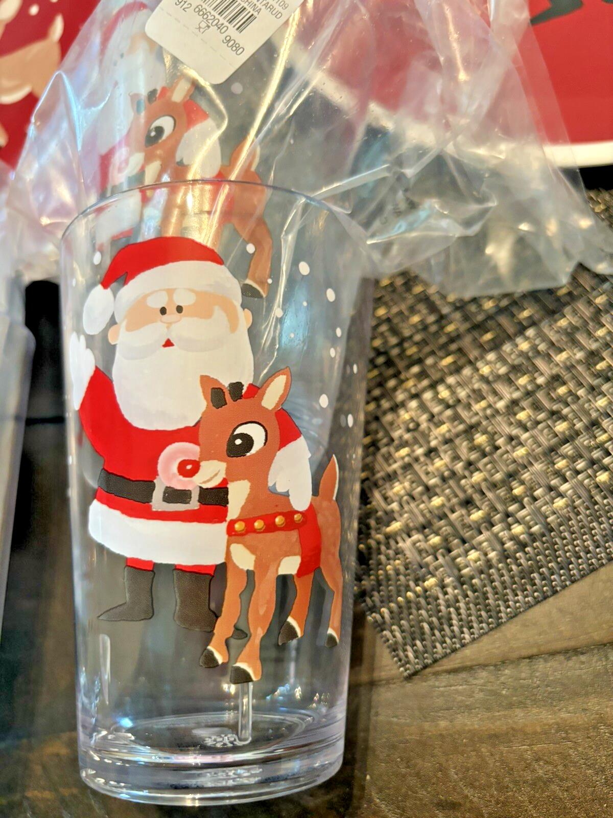 Disney Pottery Barn Rudolph holiday Christmas Santa PLATE + CUP party Kid SET 8