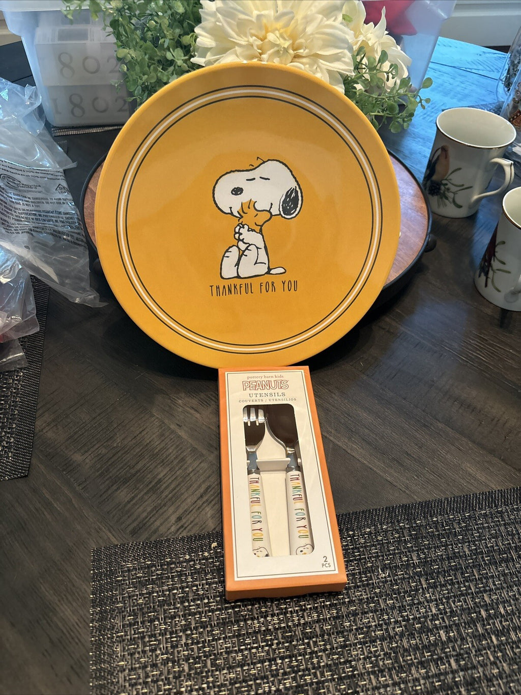 Pottery Barn Holiday Snoopy Peanuts party Disney School Dinner Gift SET kids  a
