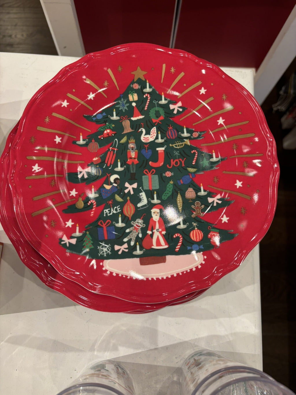 Pottery Barn Nutcracker Christmas Candy Cane PLATE + UTENSIL holiday PARTY SET