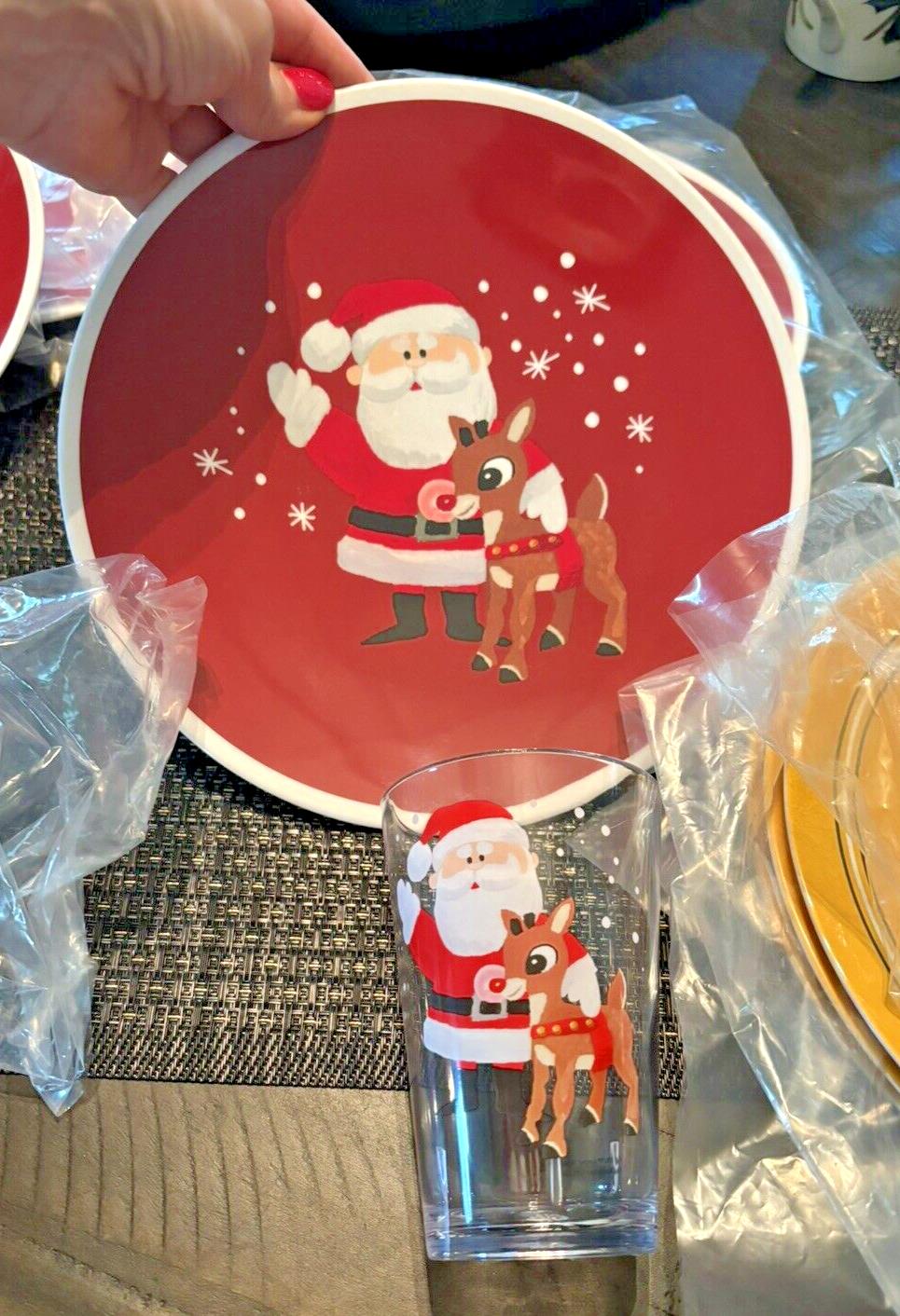 Disney Pottery Barn Rudolph holiday Christmas Santa PLATE + CUP party Kid SET 8