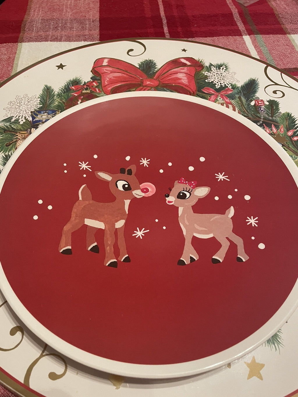 Disney Pottery Barn Rudolph holiday Christmas Santa PLATE + CUP party Kid SET 8