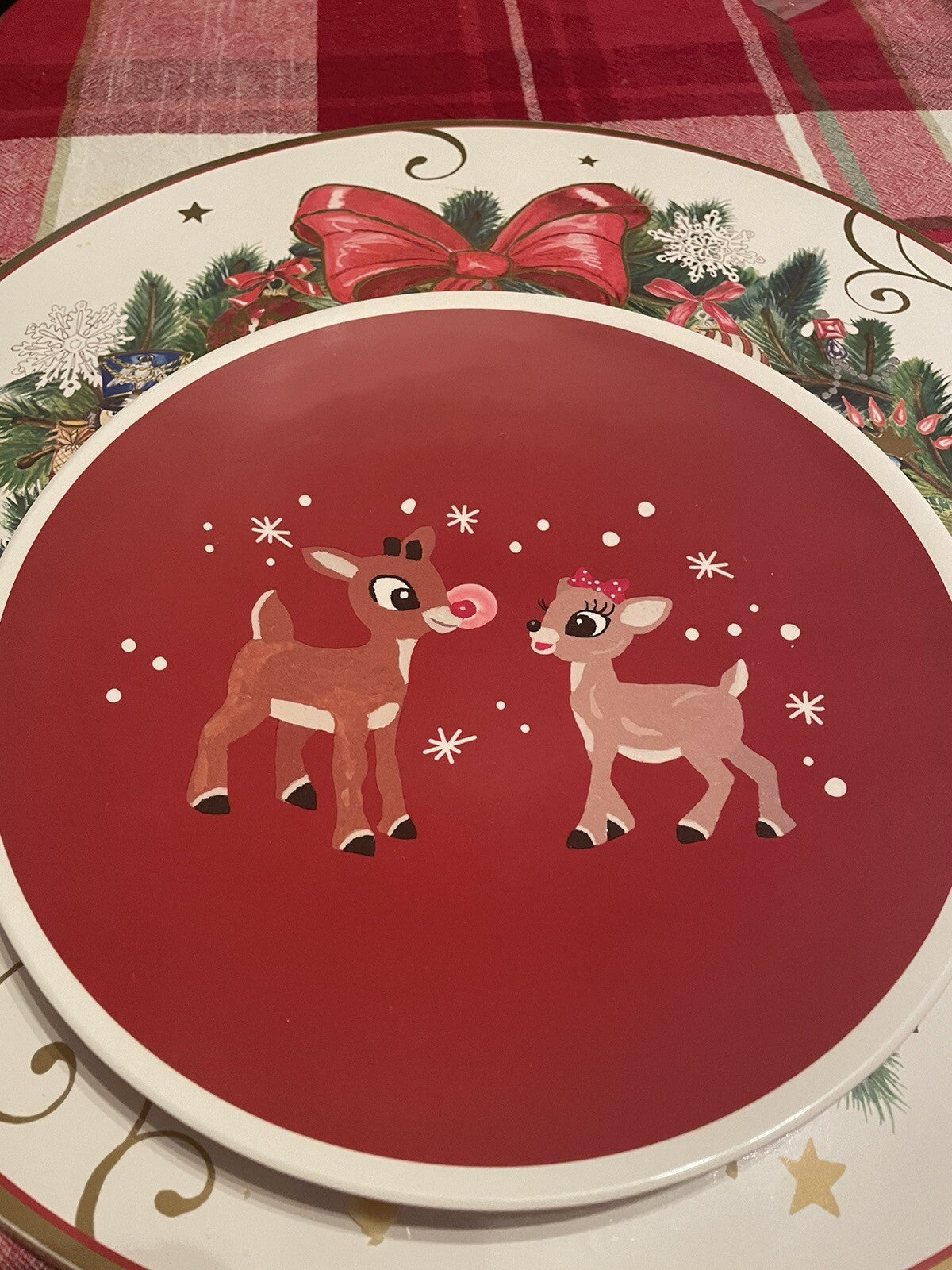 Disney Pottery Barn Rudolph holiday Christmas Santa PLATE + CUP party Kid SET 8
