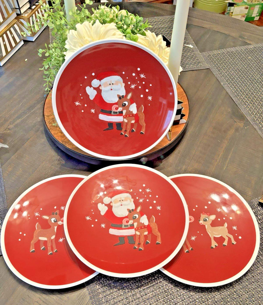 Disney Pottery Barn Rudolph holiday Christmas Santa PLATE + CUP party Kid SET 8