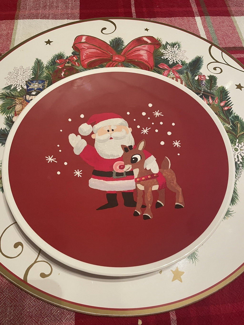 Disney Pottery Barn Rudolph holiday Christmas Santa PLATE + CUP party Kid SET 8