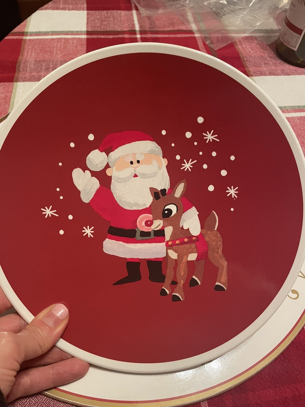Disney Pottery Barn Rudolph holiday Christmas Santa PLATE + CUP party Kid SET 8