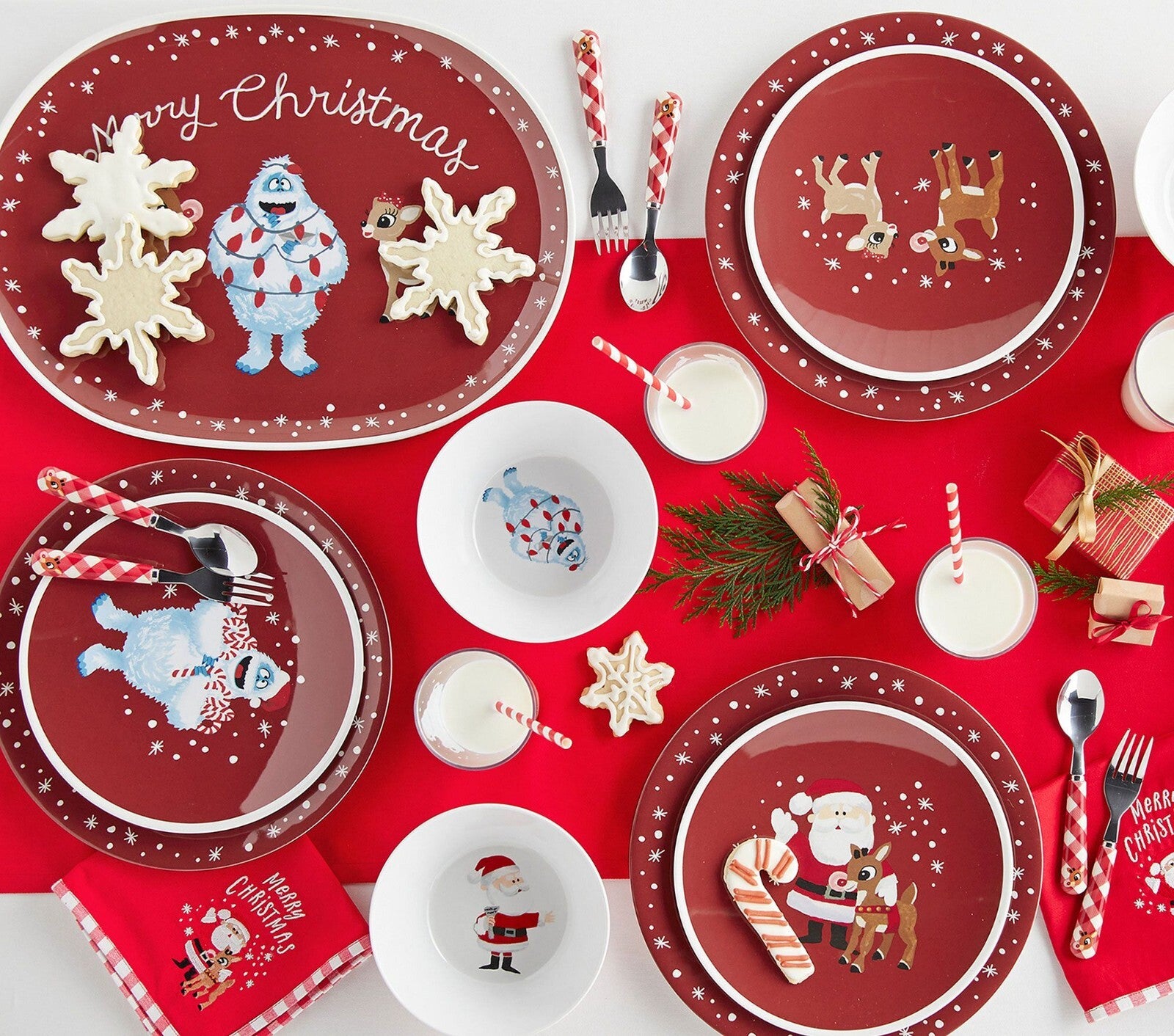 Disney Pottery Barn Rudolph holiday Christmas Santa PLATE + CUP party Kid SET 8