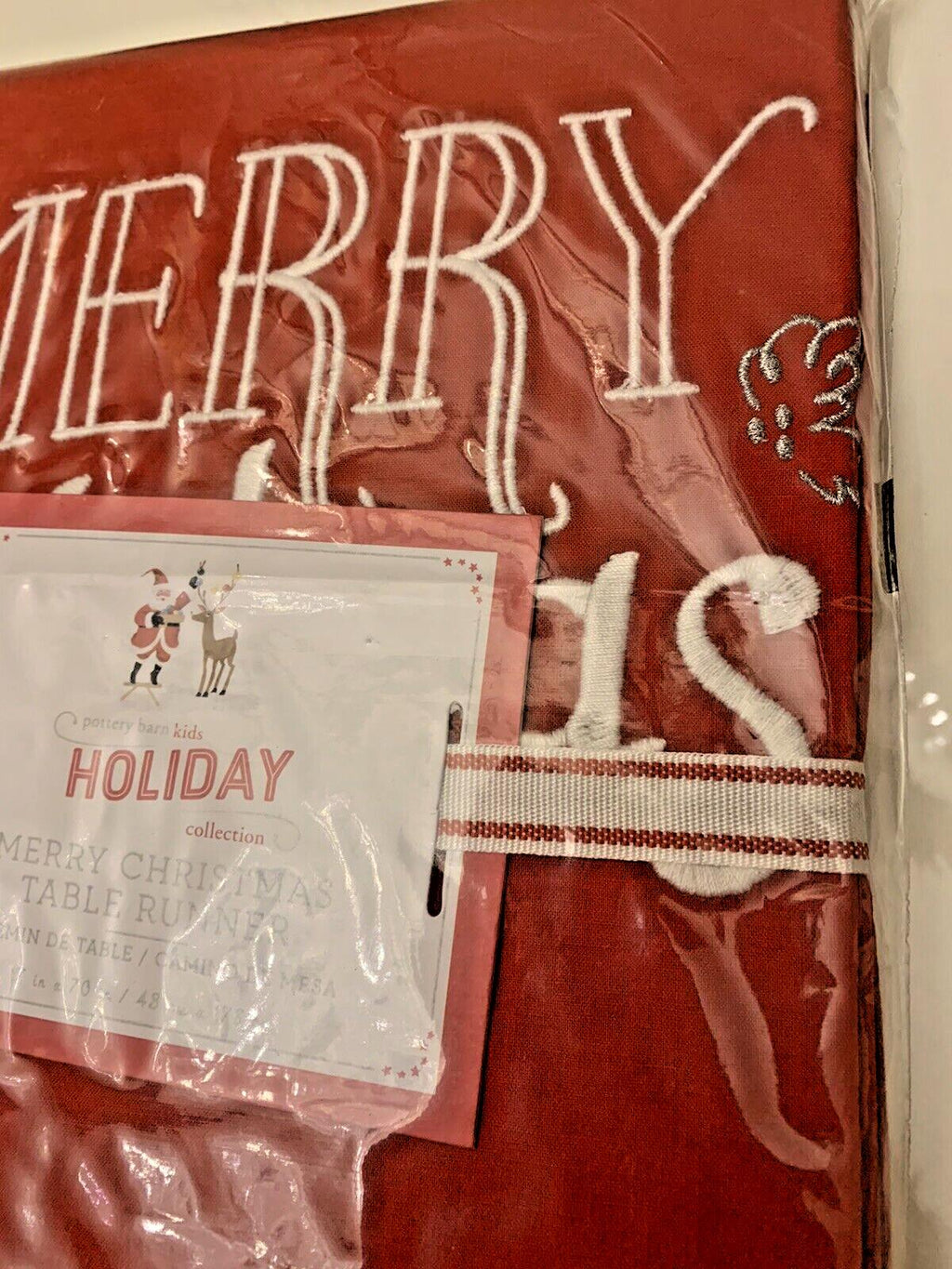 Pottery barn Christmas Holiday TAble runner Disney plaid cloth party gift Red n