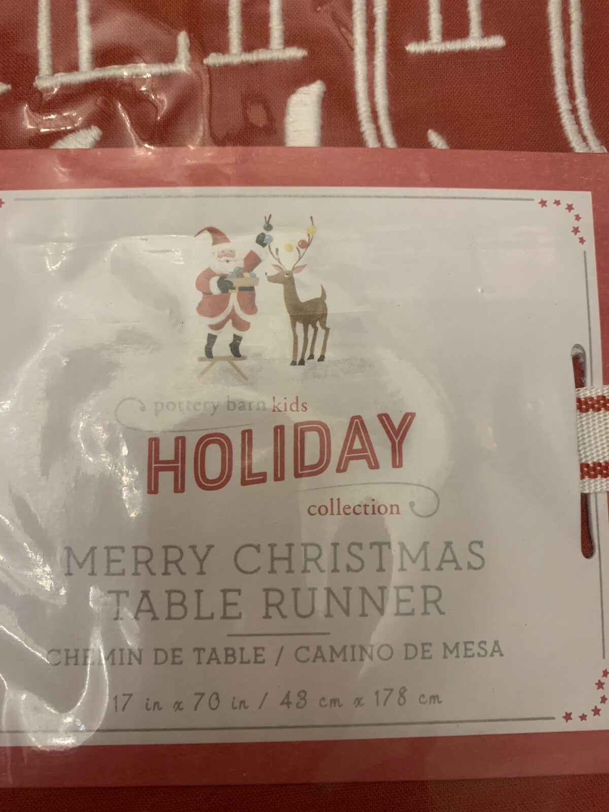 Pottery barn Christmas Holiday TAble runner Disney plaid cloth party gift Red n