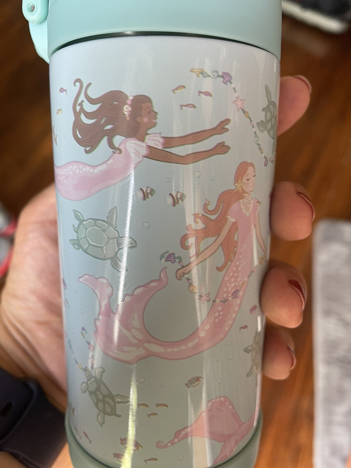 Pottery barn School Disney WATER BOTTLE mermaid princess Travel girl beach  .
