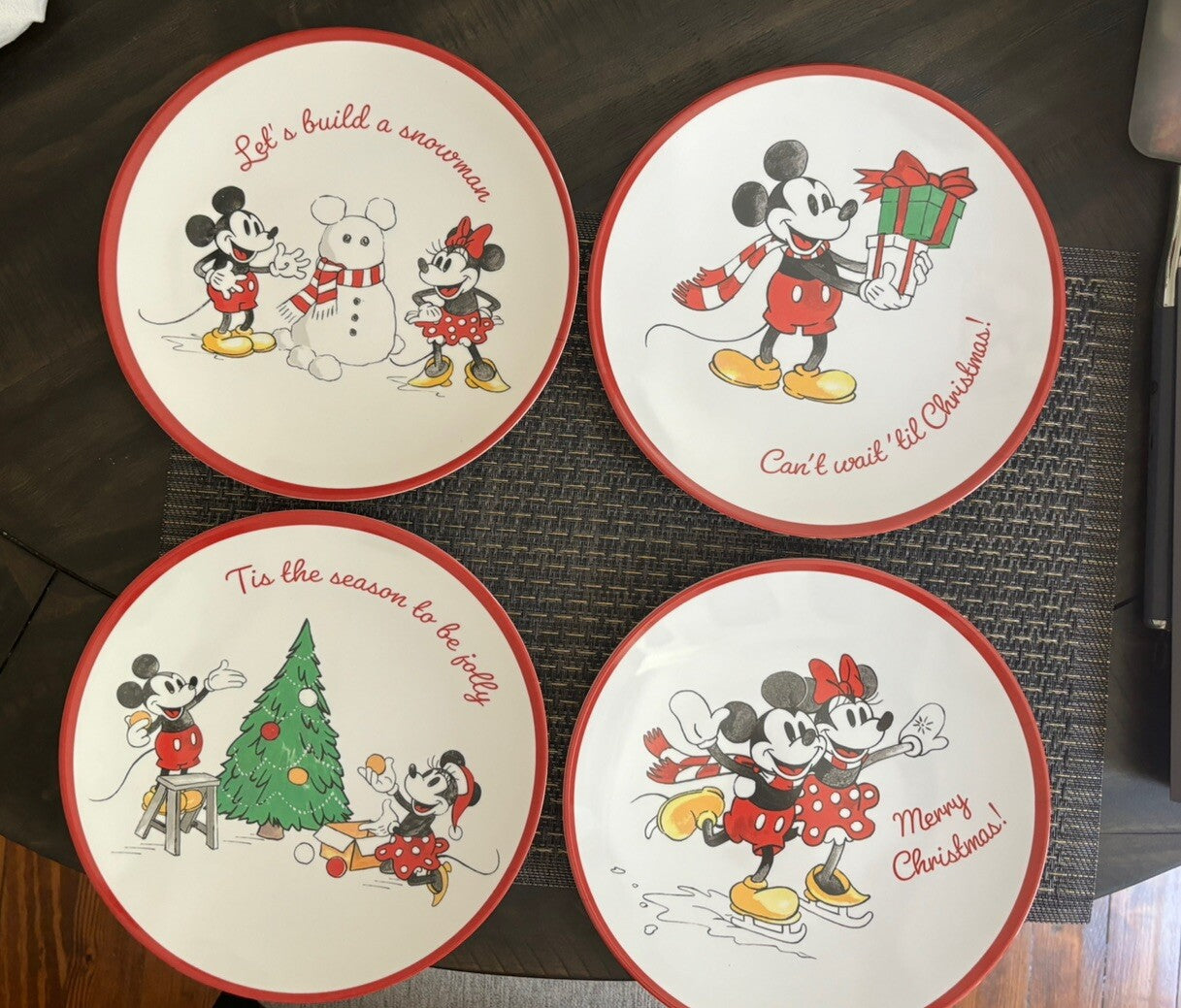 Pottery Barn Dinner Set Mickey Mouse Plate Christmas holiday PARTY kid Disney 4