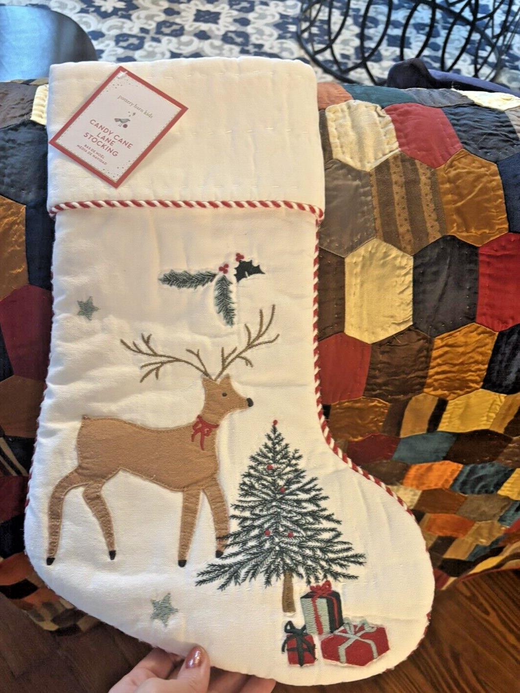 Pottery Barn Disney Holiday Candy Cane Deer Christmas stocking gift kid Santa ,/