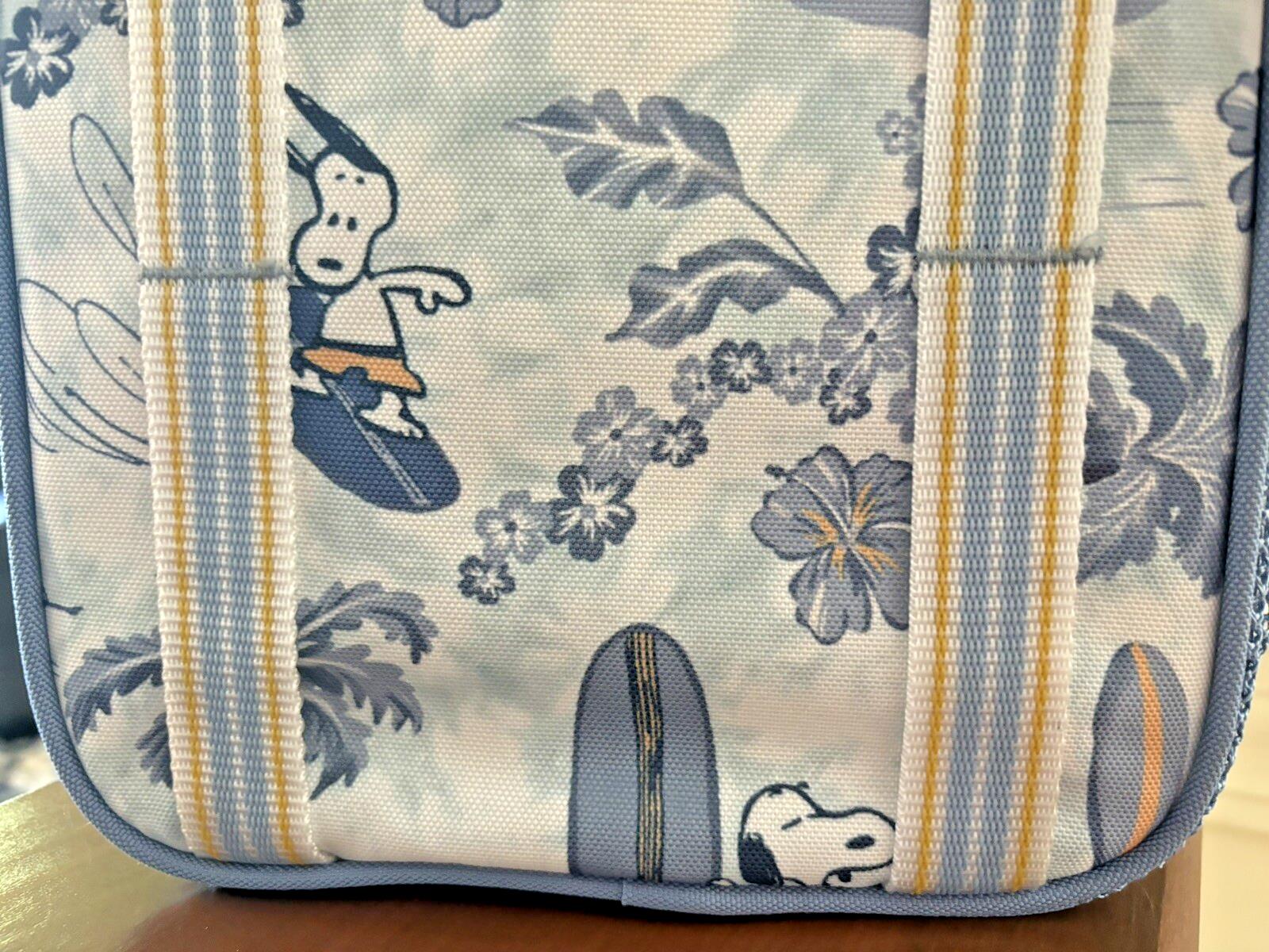 SNOOPY Pottery barn school LUNCH BOX Bag+Utensil Peanuts Disney Beach pre-k .