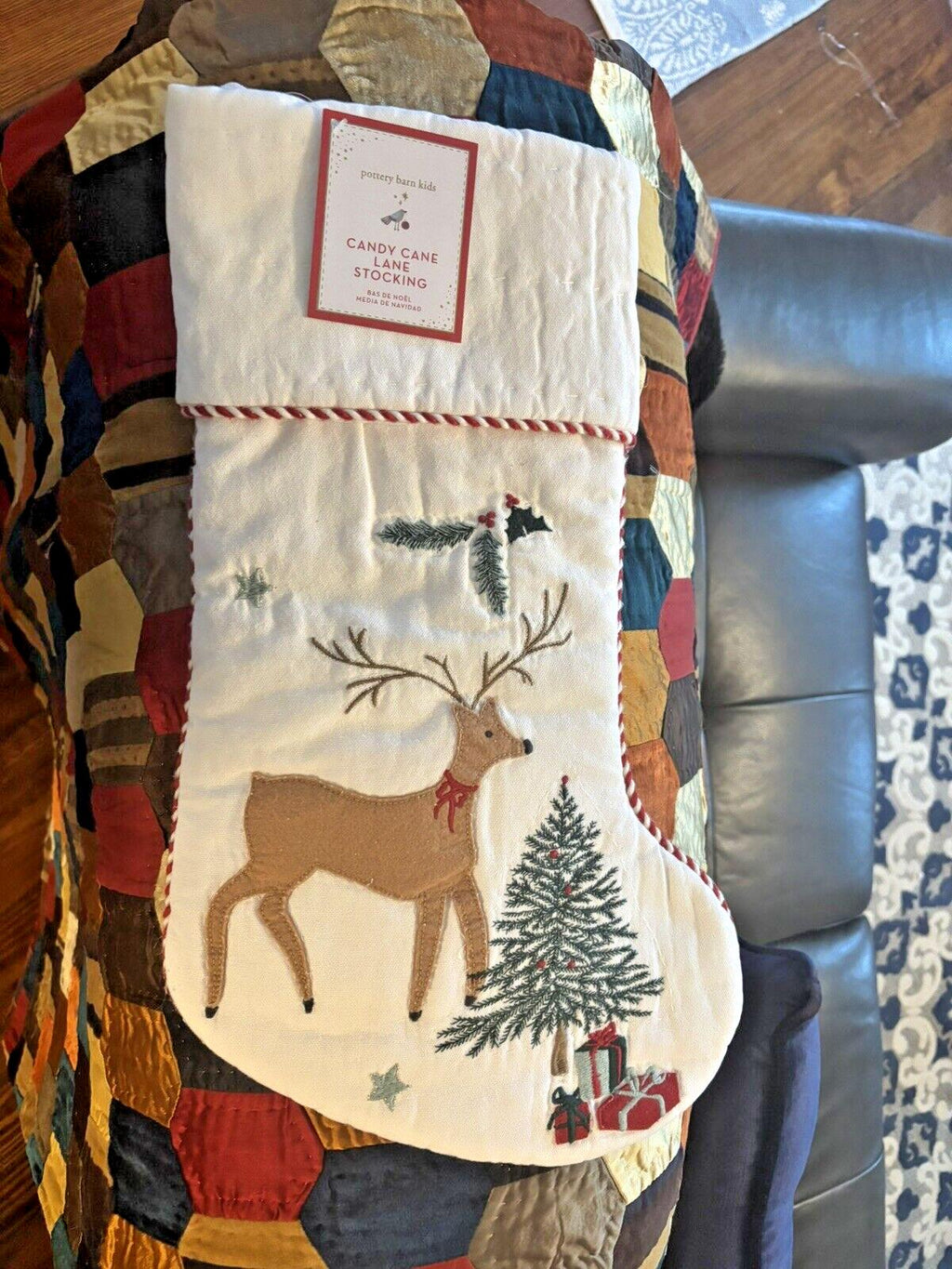 Pottery Barn Disney Holiday Candy Cane Deer Christmas stocking gift kid Santa ,/