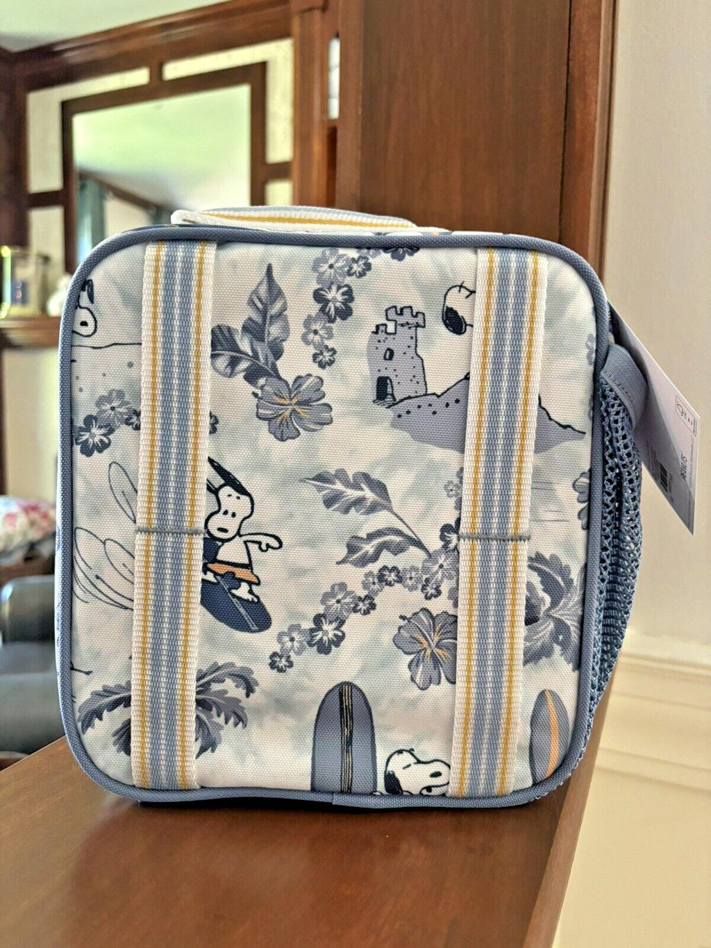 SNOOPY Pottery barn school LUNCH BOX Bag+Utensil Peanuts Disney Beach pre-k .