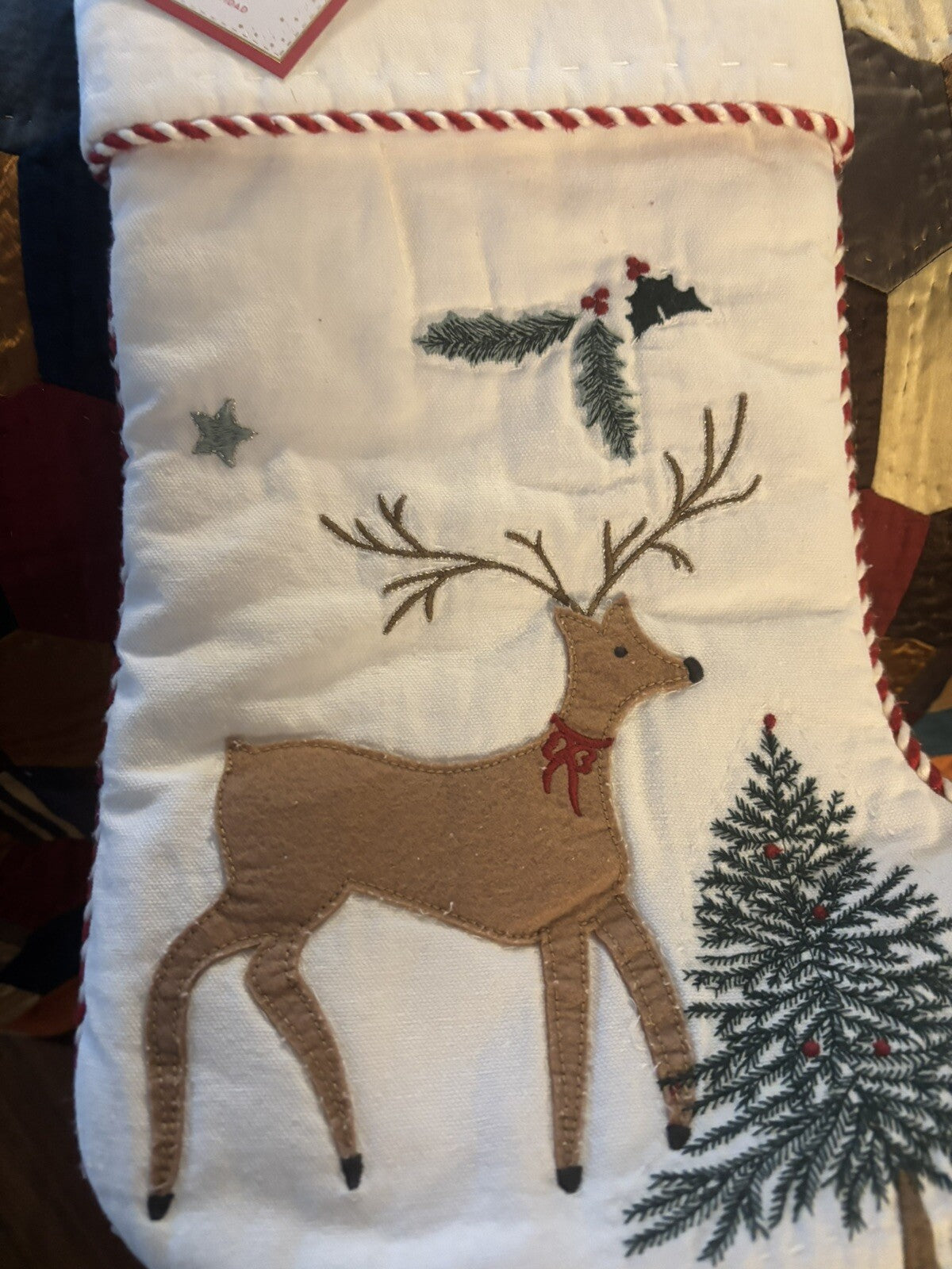 Pottery Barn Disney Holiday Candy Cane Deer Christmas stocking gift kid Santa ,/
