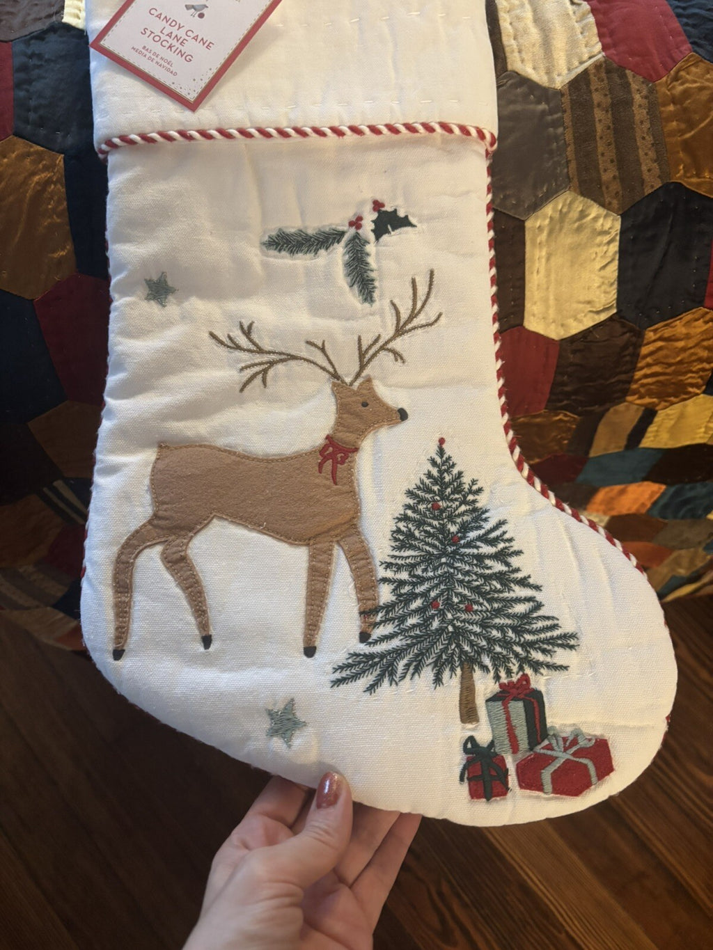 Pottery Barn Disney Holiday Candy Cane Deer Christmas stocking gift kid Santa ,/