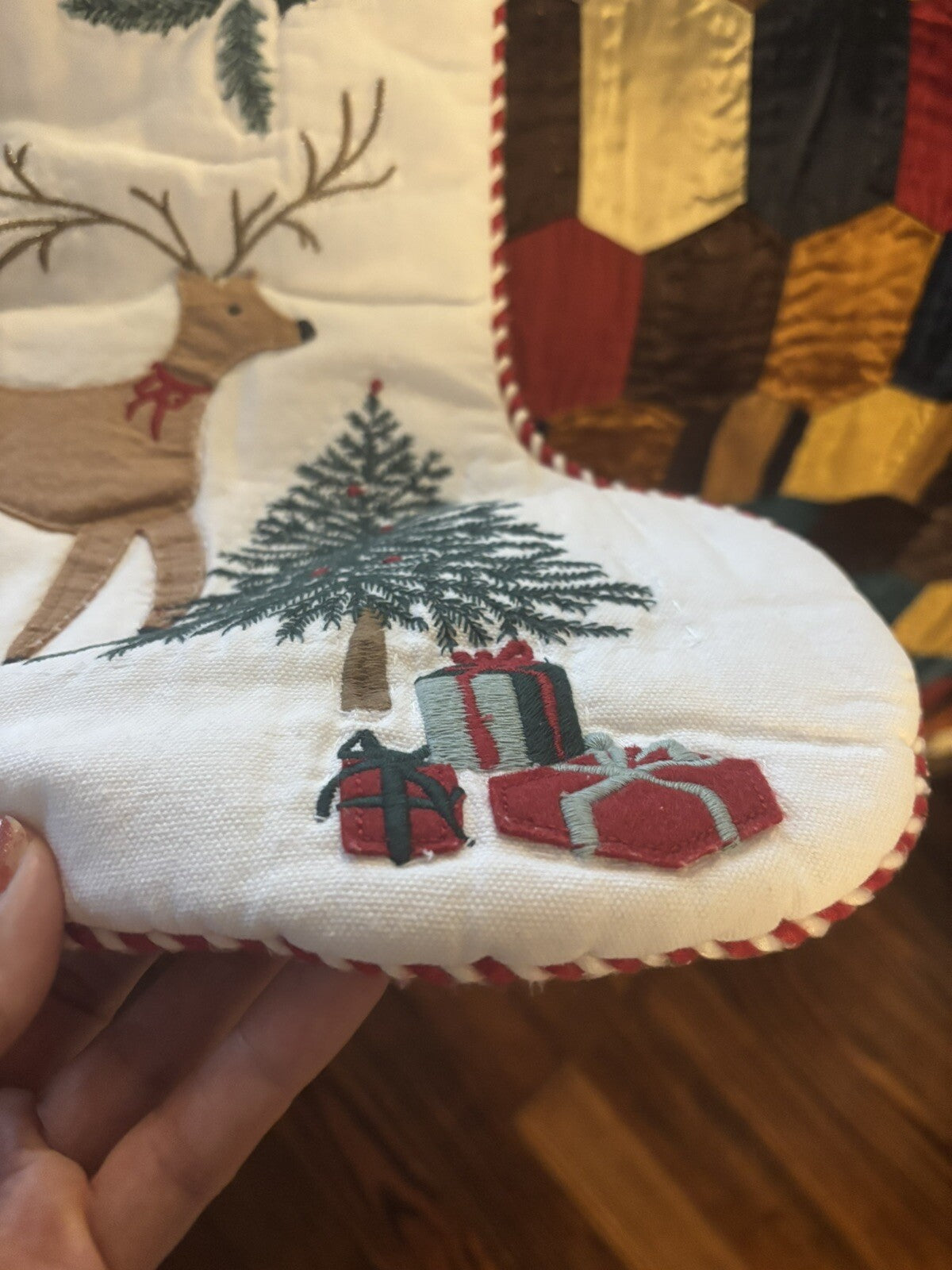 Pottery Barn Disney Holiday Candy Cane Deer Christmas stocking gift kid Santa ,/