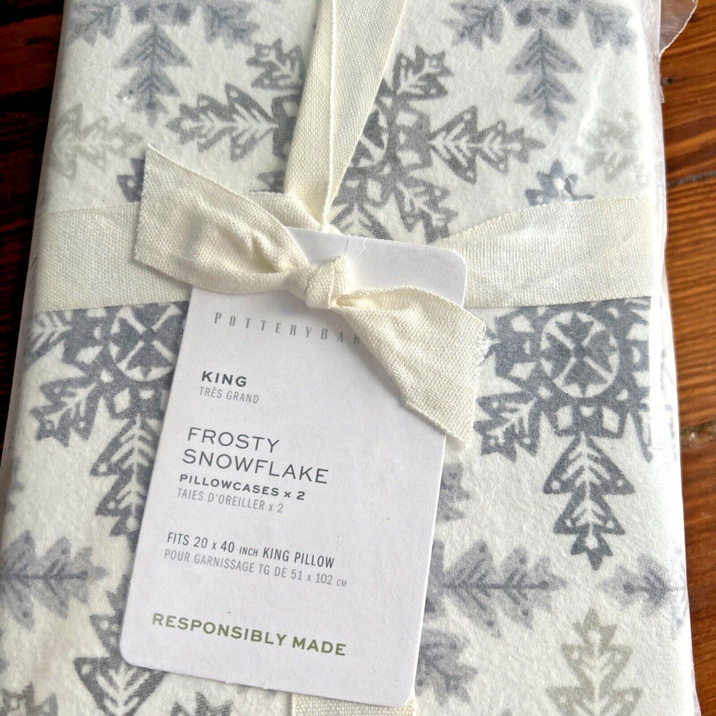 pottery barn Holiday Christmas Snowflake KING Pillowcase Birthday Disney SET 2 a
