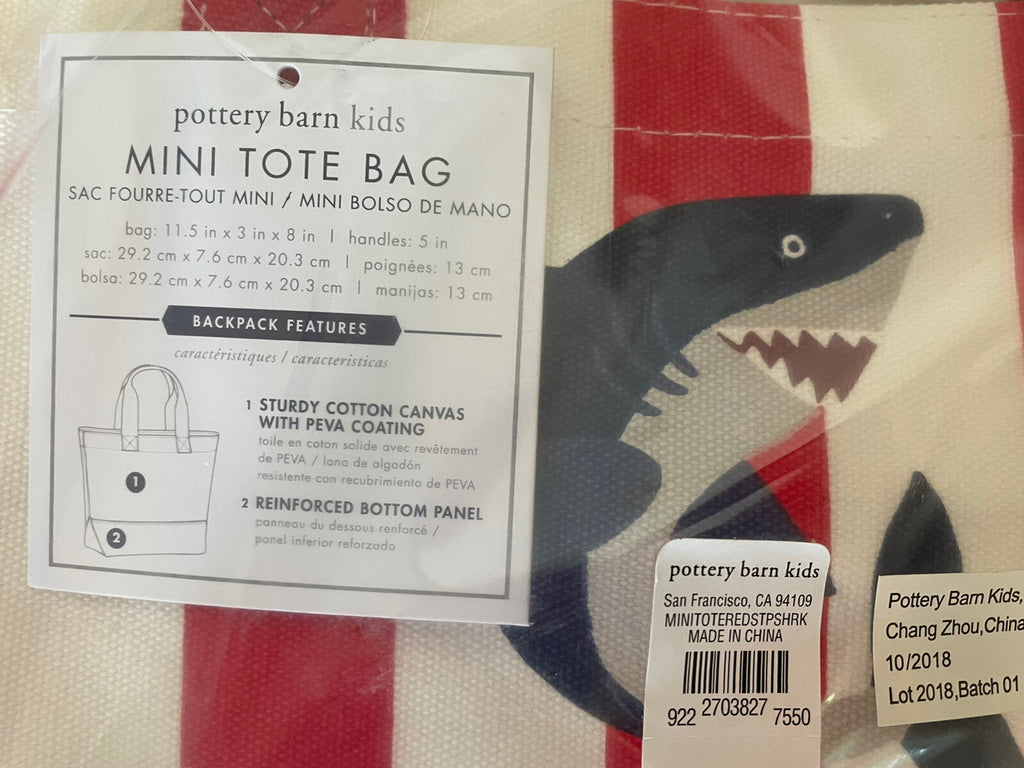 Pottery Barn PRE K toddler school mini Disney BAG Shark beach Boy Holiday Gift .