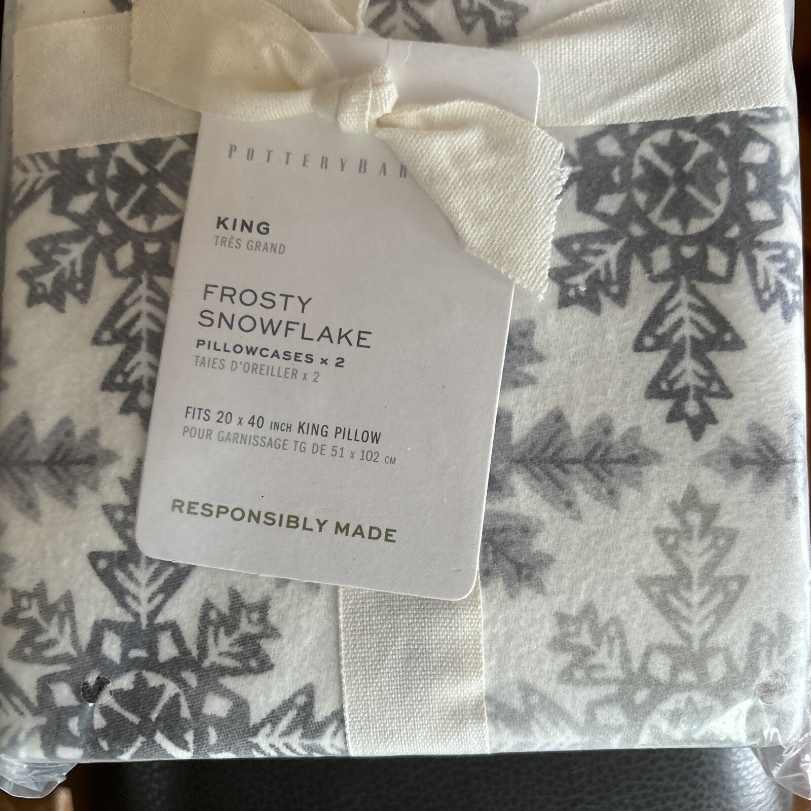 pottery barn Holiday Christmas Snowflake KING Pillowcase Birthday Disney SET 2 a