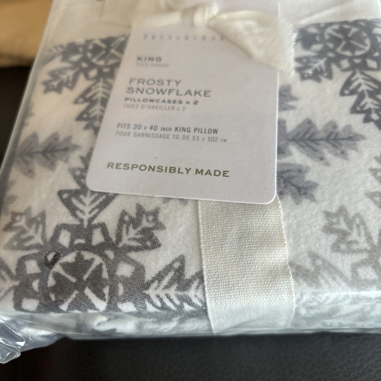 pottery barn Holiday Christmas Snowflake KING Pillowcase Birthday Disney SET 2 a