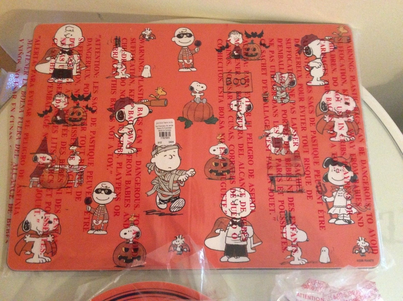 Disney Snoopy Pottery Barn Holiday placemat party Peanuts Halloween SET 2 n