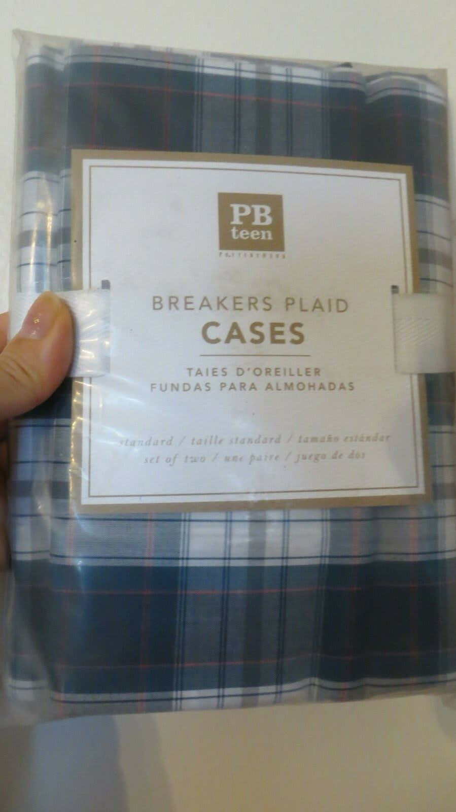 Disney Pottery Barn Plaid PILLOWCASE Holiday college dorm gift party SET 2 `