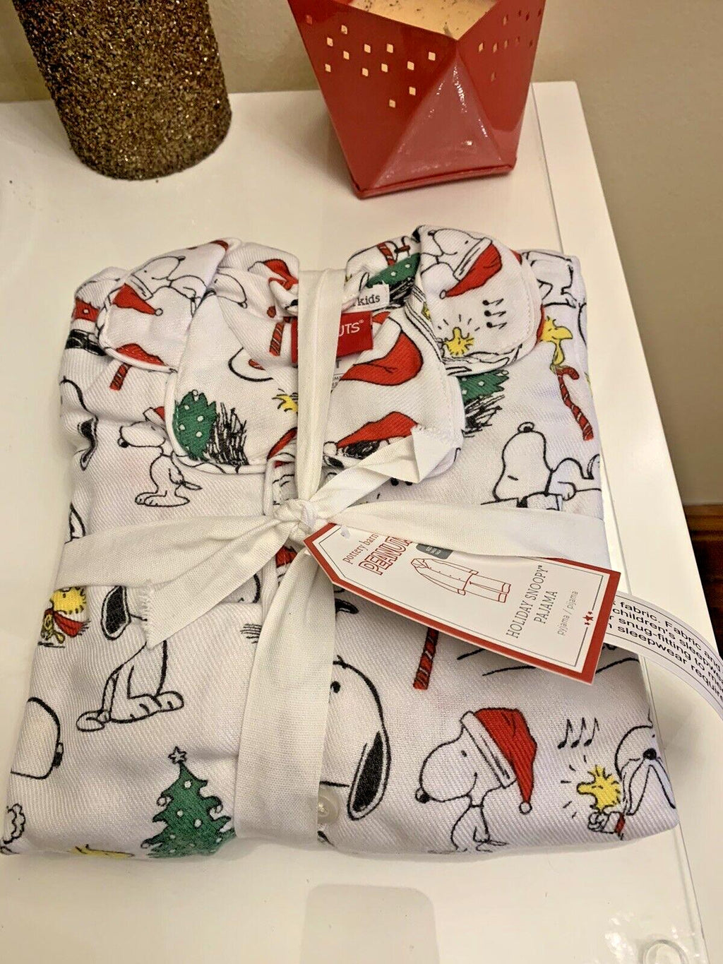 Pottery Barn SNOOPY Holiday Pj Pajama 3T Party gift Disney peanuts kid travel b