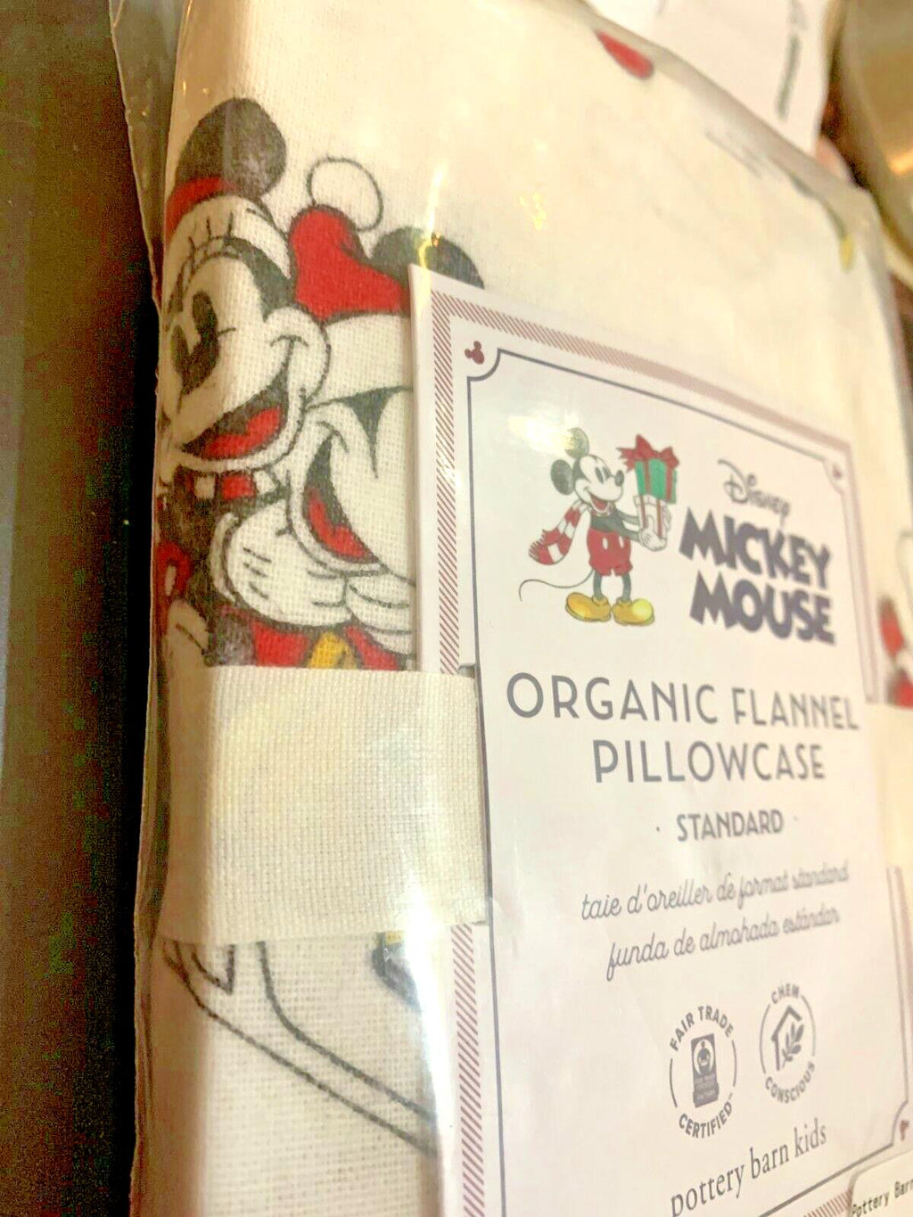 Pottery Barn Christmas Holiday Mickey Mouse Gift Pillowcase, Snowman Party Kid `