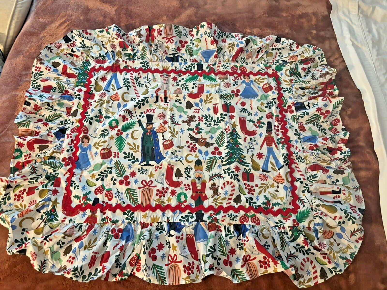 Pottery Barn Nutcracker Christmas Holiday pillow Sham ruffle Rifle paper girl n