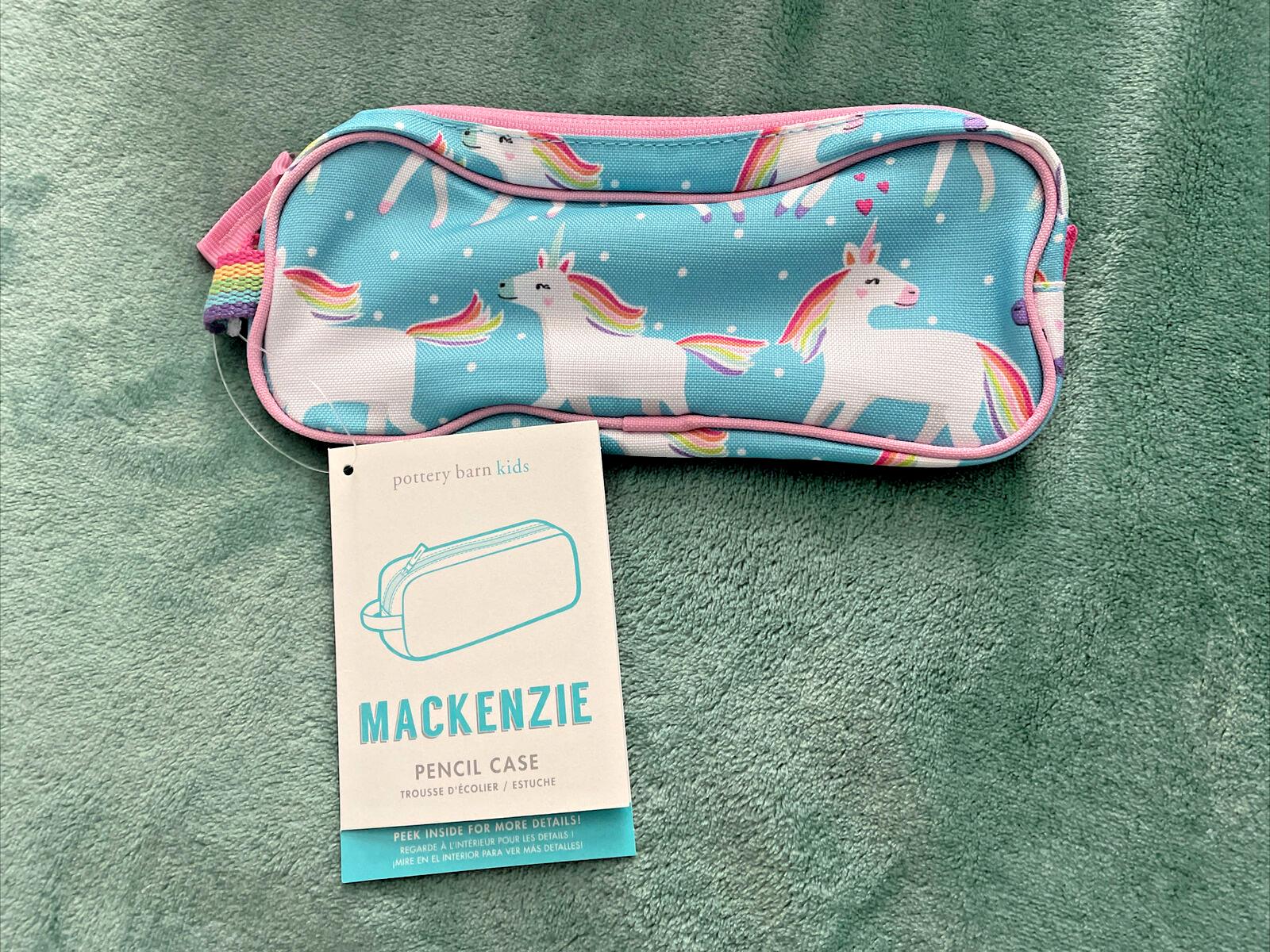 School Pottery barn Unicorn Pencil CASE Pouch Disney Bag RAINBOW pink holiday ,