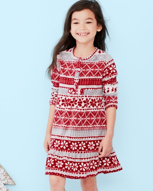 Garnet Hill Night gown pajama sleep pj gift girl Christmas picture snowflake n