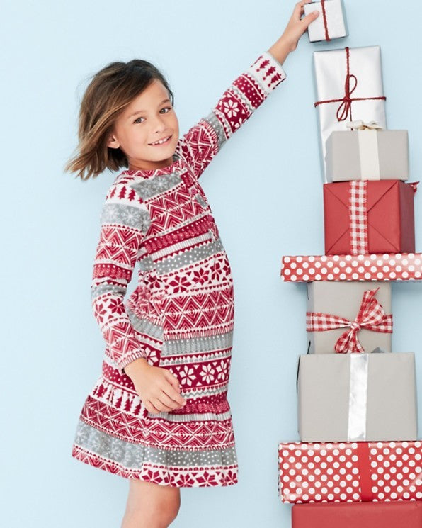 Garnet Hill Night gown pajama sleep pj gift girl Christmas picture snowflake n