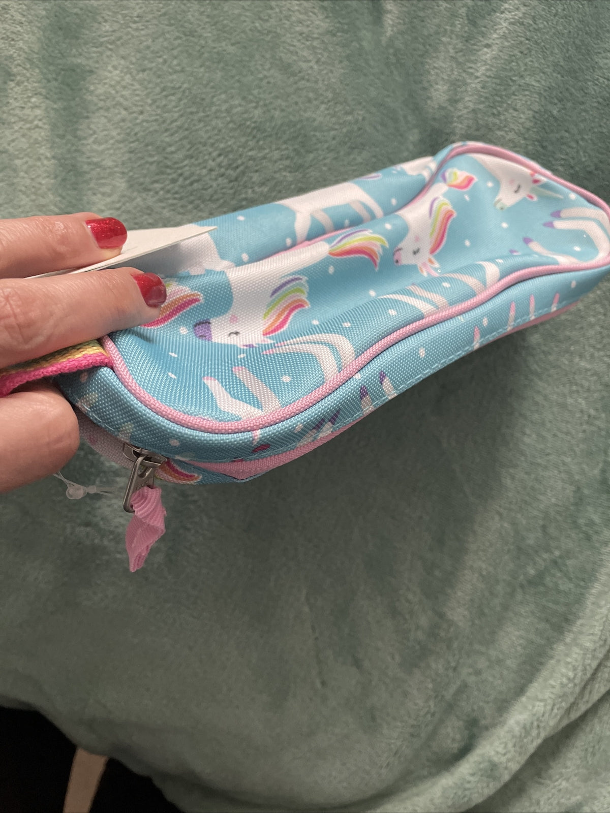 School Pottery barn Unicorn Pencil CASE Pouch Disney Bag RAINBOW pink holiday ,