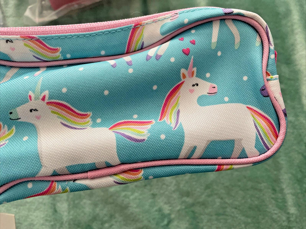 School Pottery barn Unicorn Pencil CASE Pouch Disney Bag RAINBOW pink holiday ,