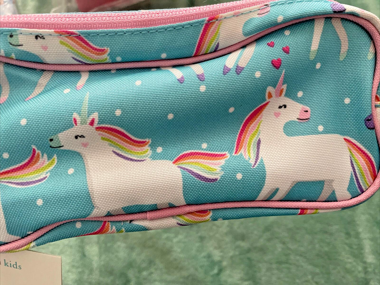 School Pottery barn Unicorn Pencil CASE Pouch Disney Bag RAINBOW pink holiday ,