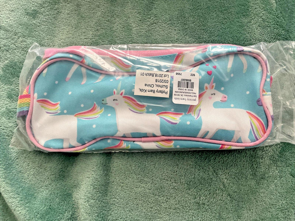 School Pottery barn Unicorn Pencil CASE Pouch Disney Bag RAINBOW pink holiday ,