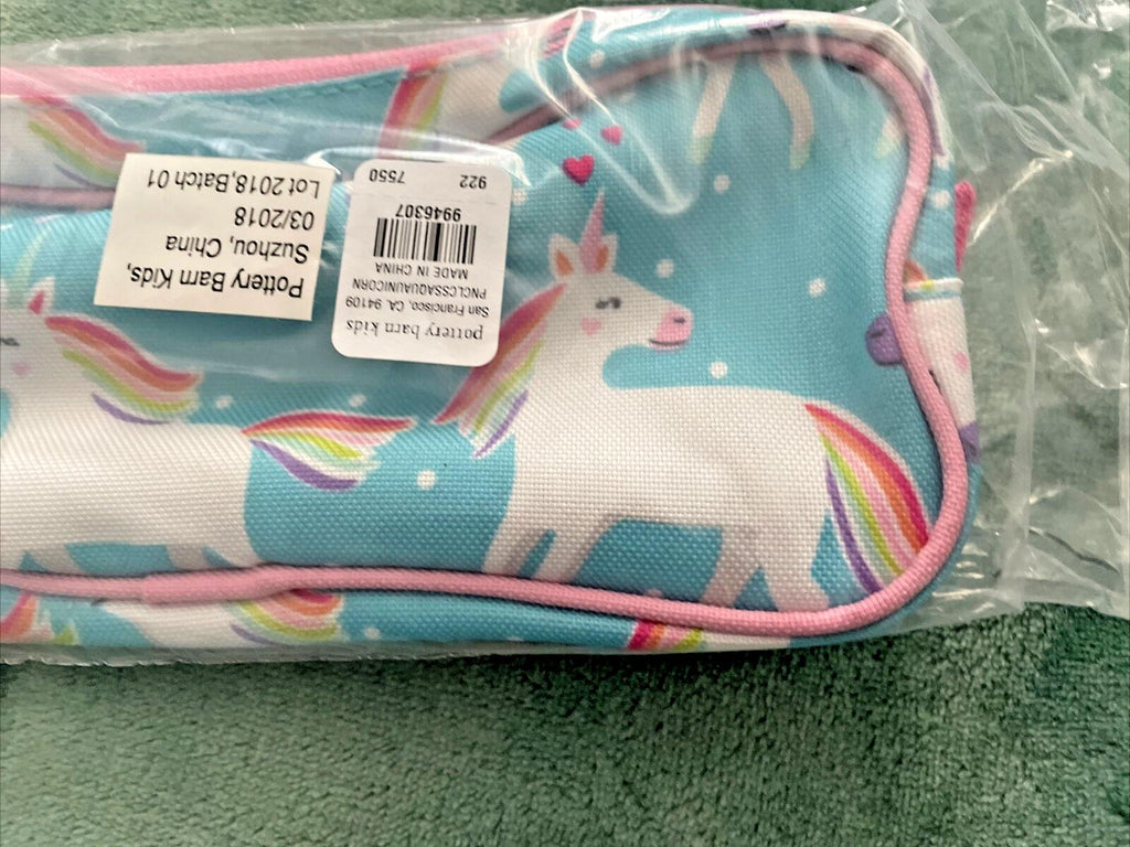 School Pottery barn Unicorn Pencil CASE Pouch Disney Bag RAINBOW pink holiday ,