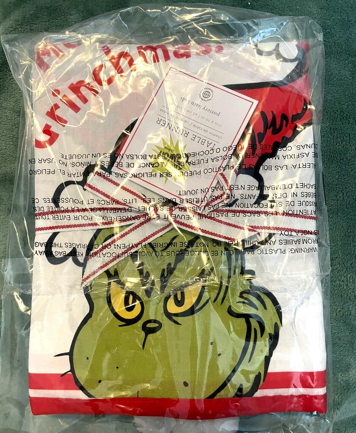 Disney Pottery Barn Grinch Holiday Christmas Table Cloth runner gift party Kid a
