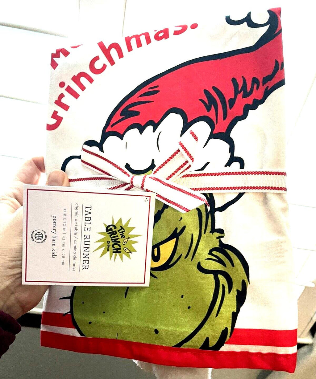 Disney Pottery Barn Grinch Holiday Christmas Table Cloth runner gift party Kid a